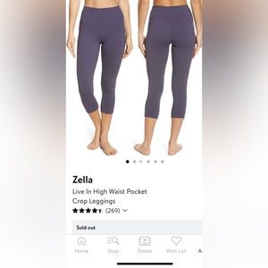 Zella live in high waist pocket crop leggings in BLACK